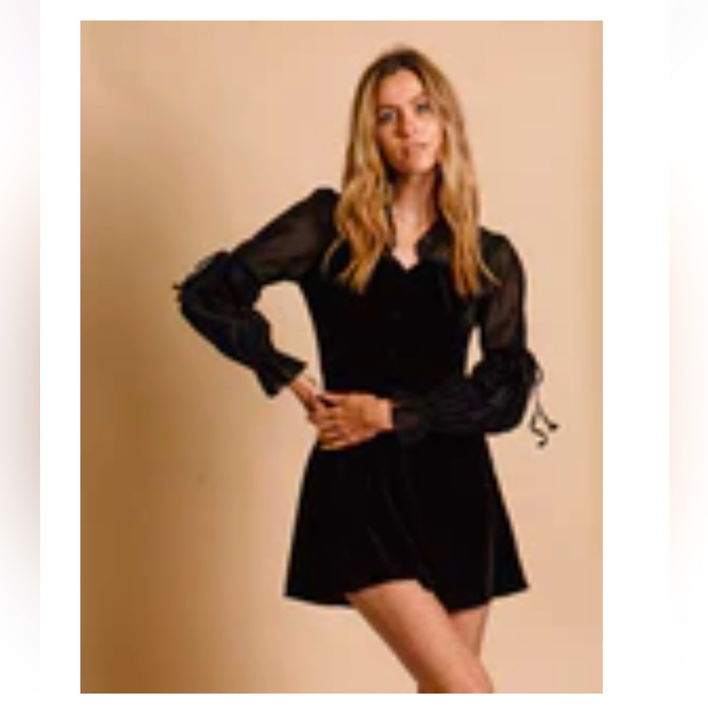 The Shirt by Rochelle Behrens Black Velvet Mixed Media Dress